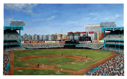 Yankee Stadium “The House That Ruth Built” Large 24" x 40" Original Oil-on-Panel Painting by Mike Kuyper
